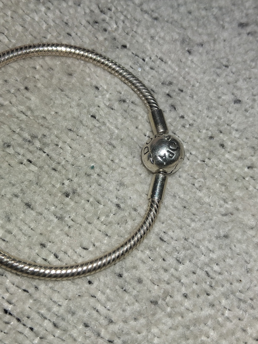Sterling Silver Snake Chain Bracelet with Logo Clasp